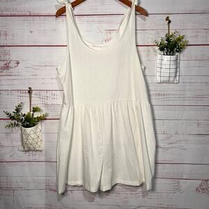 Shop Wanna Be White Tie Shoulder Linen Blend Romper | Loose Fit Large